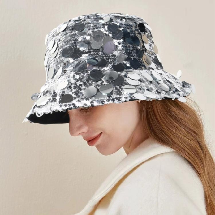 Casual Unisex Bucket Hat Versatiles Fisherman Hat Modern Bucket Sequins Hat for Music Event And Casual Wear