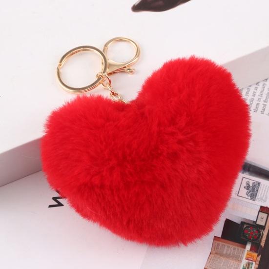 Plush Love Heart Keychain Soft Fluffy Lightweight Girls Car Key Ring Holder Handbag Backpack Decoration Pendant Birthday Gift