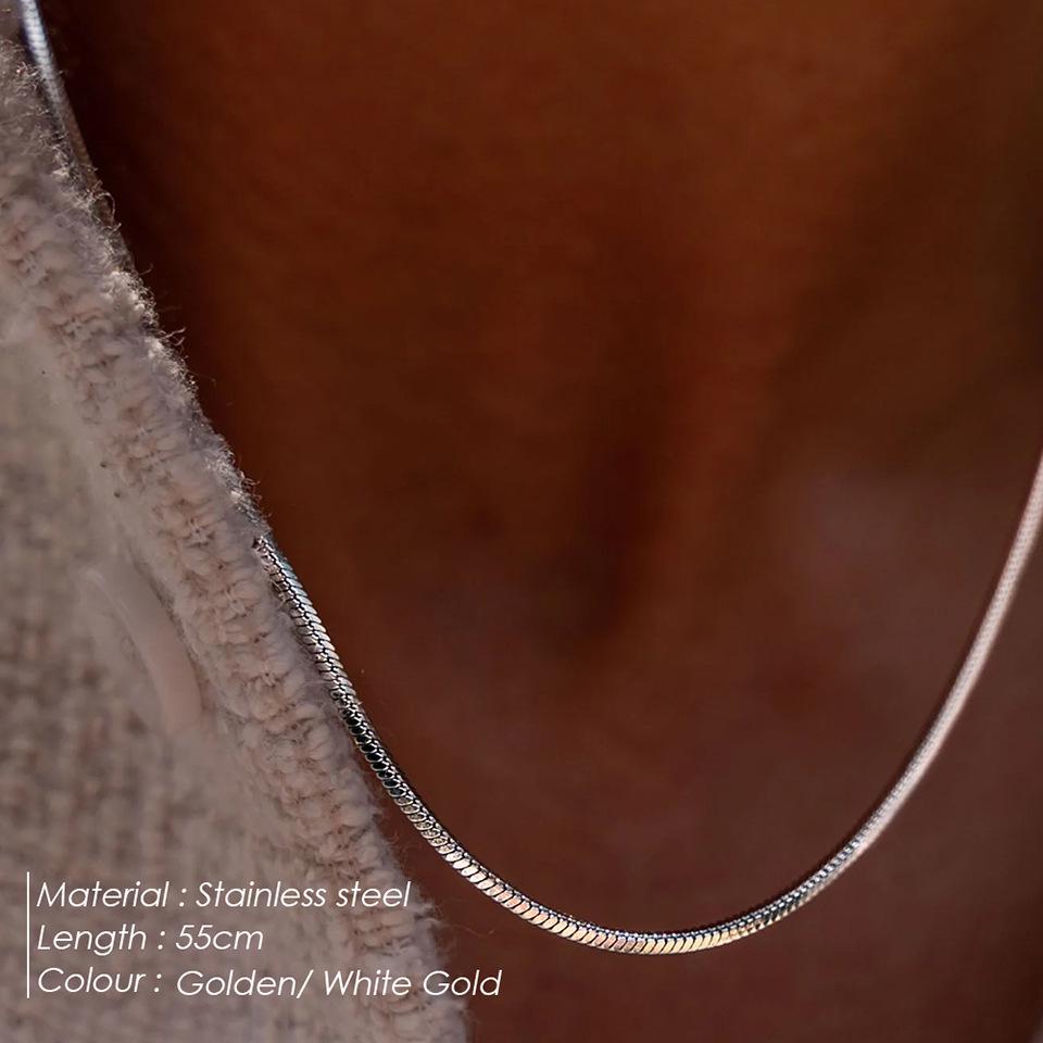 Ожерелье-цепочка квадратного плетения «Кость змеи» Святого Делана - Мужской корейский стиль, модное и простое с холодной, высокочувствительной индивидуальностью