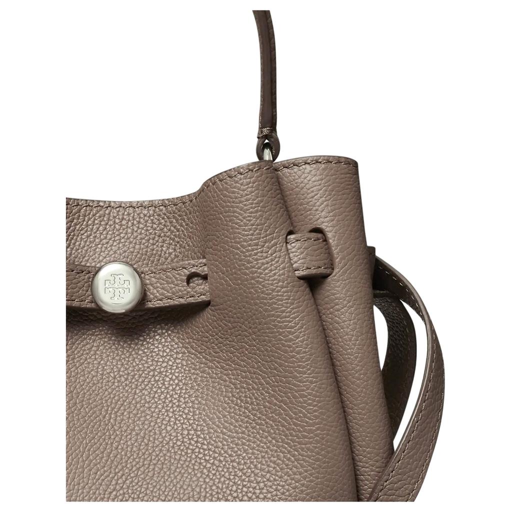 Tory Burch Romy Classic Logo Bucket Bag Leather Tote Mini Women bags Gray 179988-250