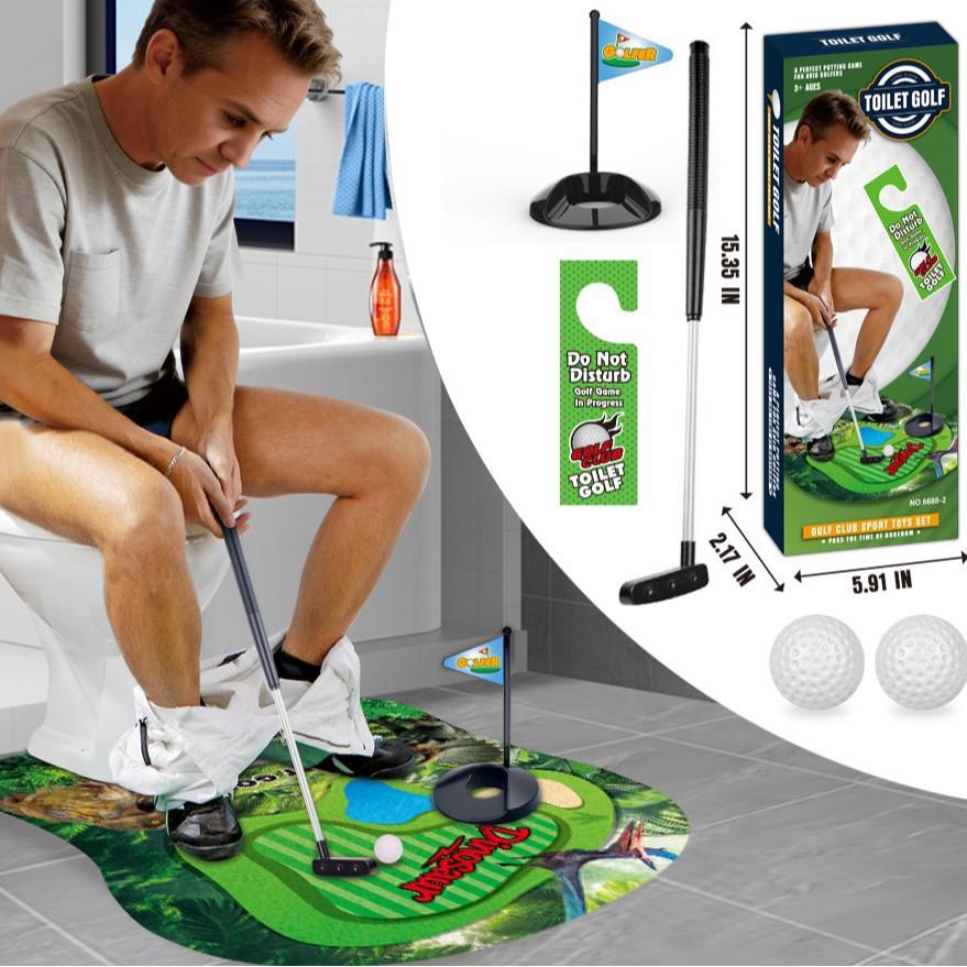 Toilet Golf Mini Game Set Funny Bathroom Golf Scene Sport Toy Educational Mini Golf Kit Christmas Gift for Kids