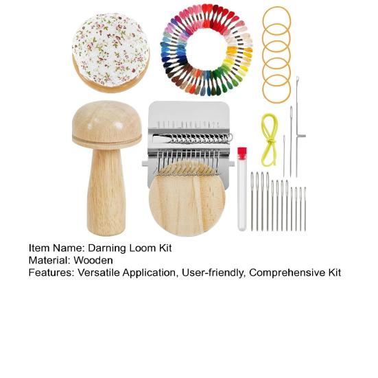Darning Loom Kit Darning Egg Darning Mushroom Knit Patch Kit Speedweve Mini Darning Loom Thread Large Eye Needles Pin Cushion for Darning Socks