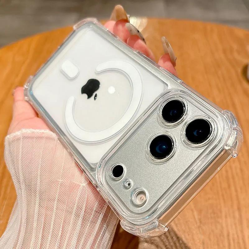 Новый магнитный беспроводной чехол для Magsafe для iPhone 17 16 15 14 11 Pro Max Plus Air Ударопрочный прозрачный чехол