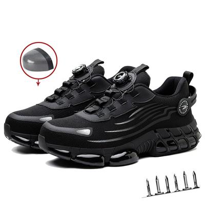 Защитная обувь с вращающимися кнопками, мужские неразрушимые рабочие ботинки, защитная обувь от ударов и проколов, байкерские ботинки со стальным носком