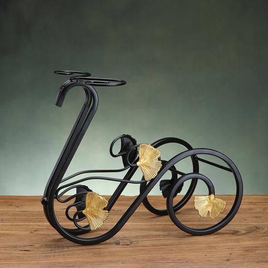 Iron Wine Rack with Glass Holder, Retro Swan Bicycle Wine Stand, Tabletop Red Wine Glass Hanger for Home Bar