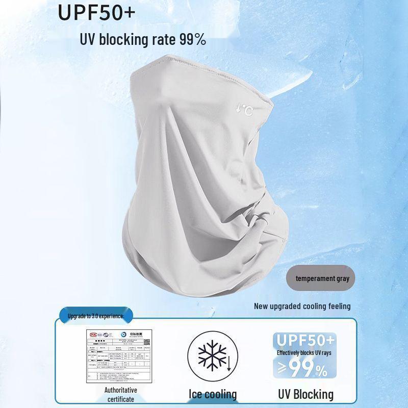 Защита шеи и лица UPF50+ из ледяного шелка: Маска для защиты от солнца и УФ-излучения с дышащим щитком для глаз