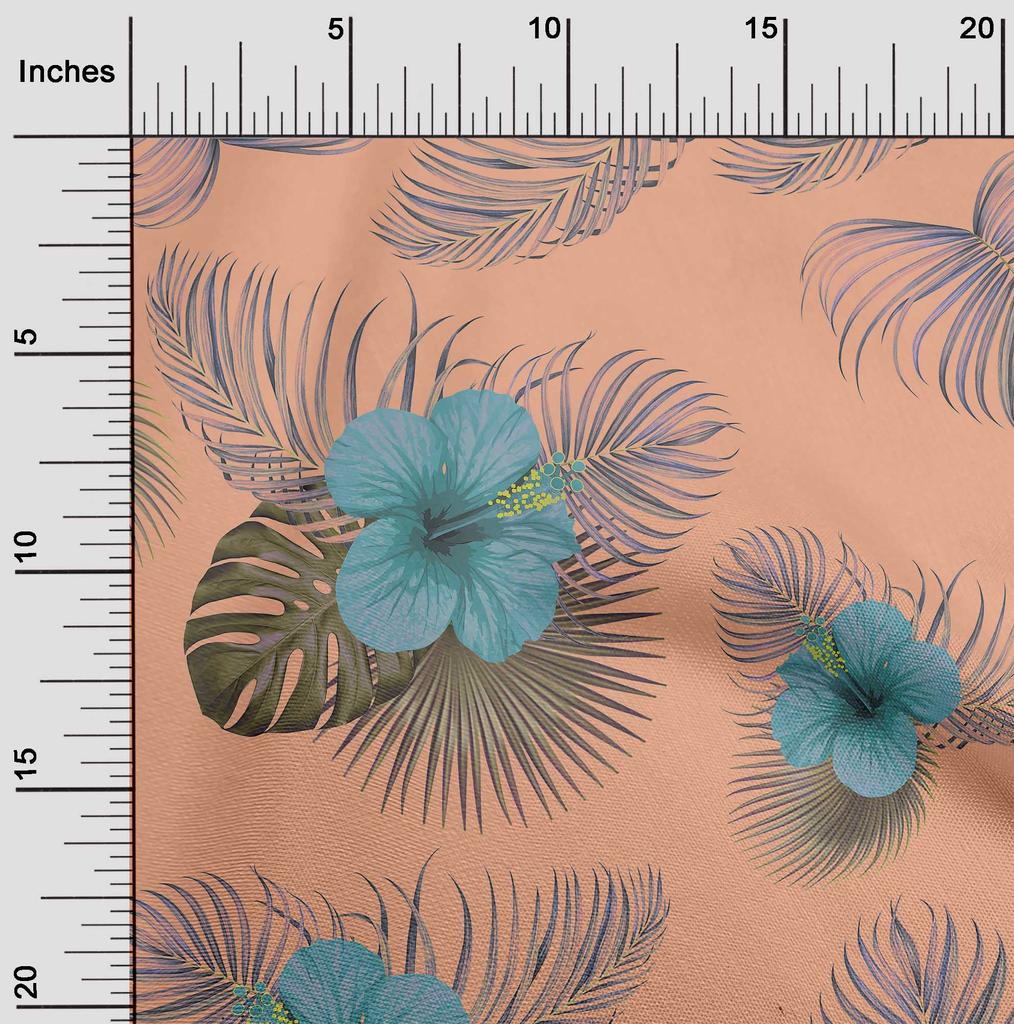 oneOone Хлопковая гибкая ткань среднего синего цвета с тропическим гибискусом и цветочным принтом для одежды своими руками, ткань для квилтинга, ткань с принтом в ярдах, 40 дюймов