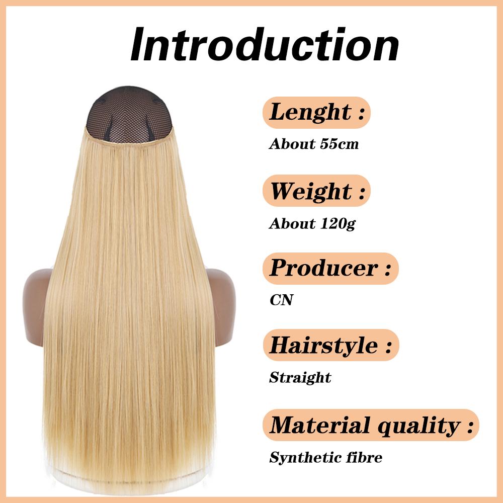 Синтетические длинные прямые невидимые накладные пряди для волос с секретной прозрачной леской для волос для женщин без зажима для волос