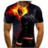 Summer Round Neck 3D Flame Skull Print Top Fashionable Casual Short Sleeved Men's T-shirts