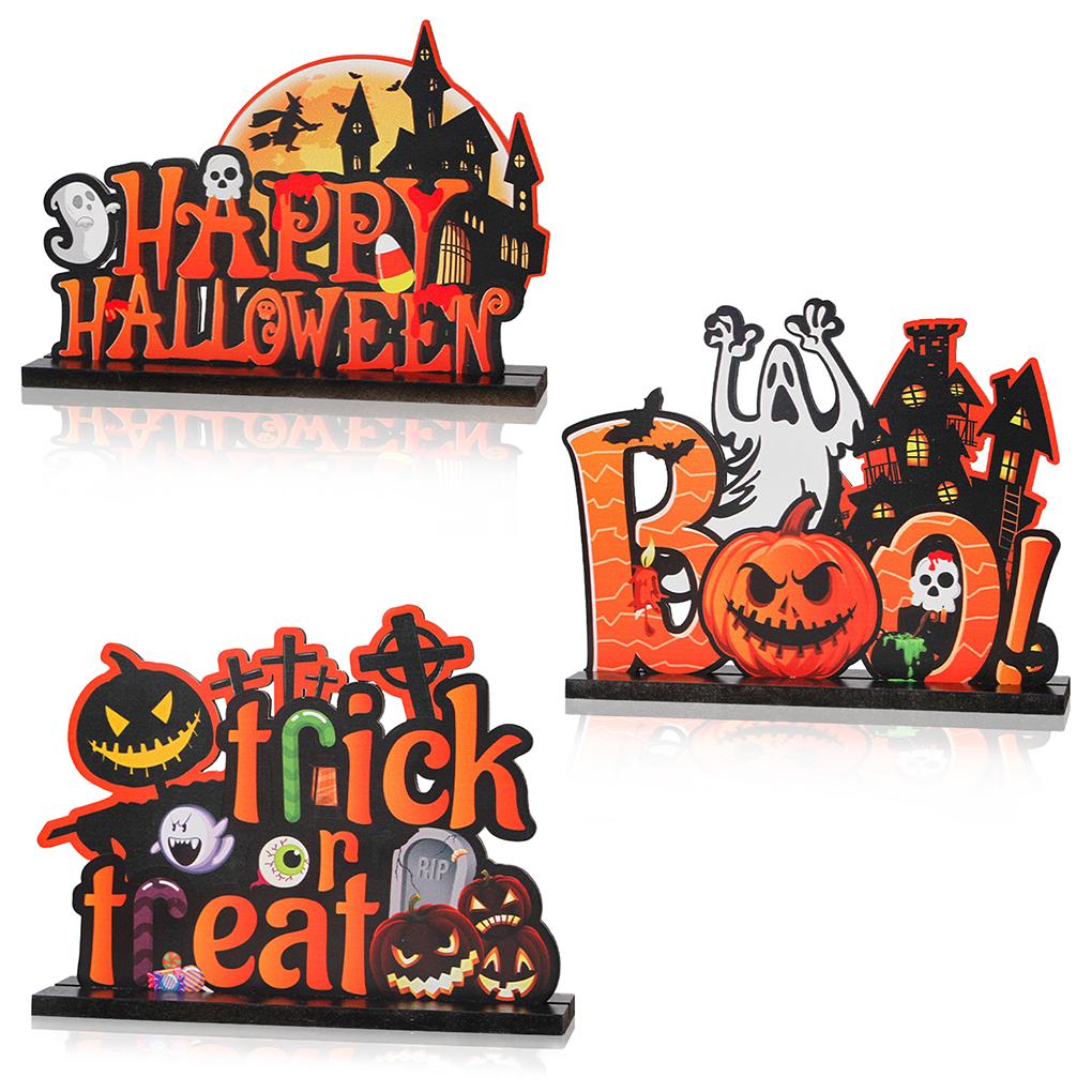 Table Ornament Halloween Party Activity Desktop Decoration DIY Craft Wooden Ornament for Home Decor