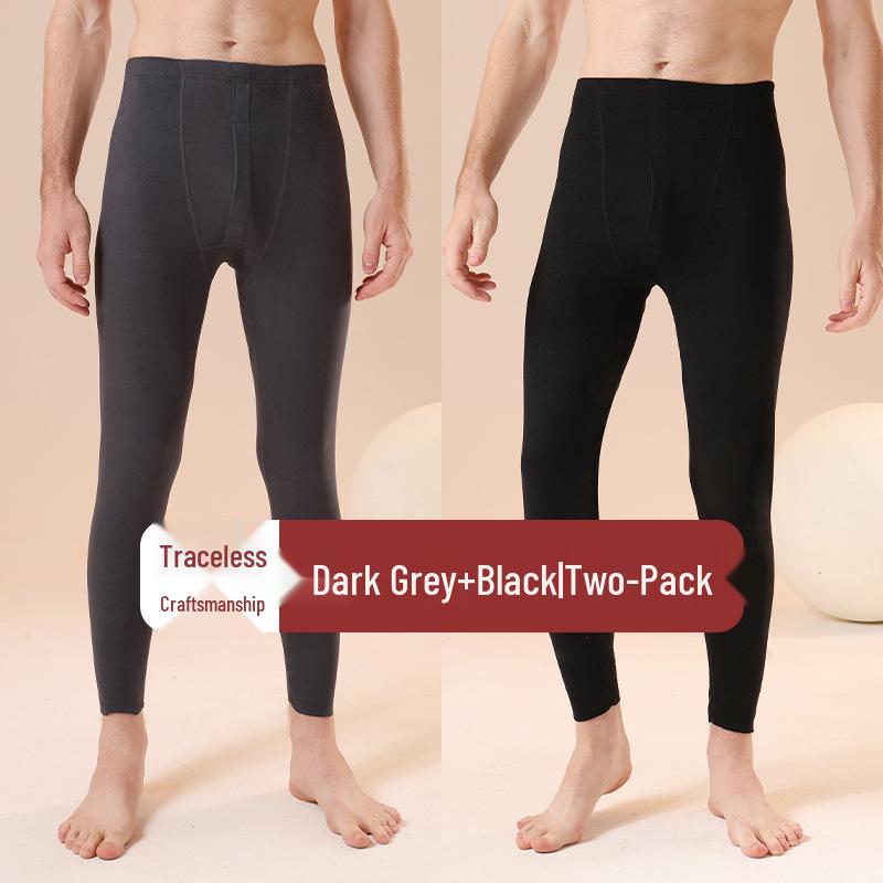 Мужские бесшовные термолеггинсы с высокой талией - Теплые осенние брюки из хлопка и шерсти