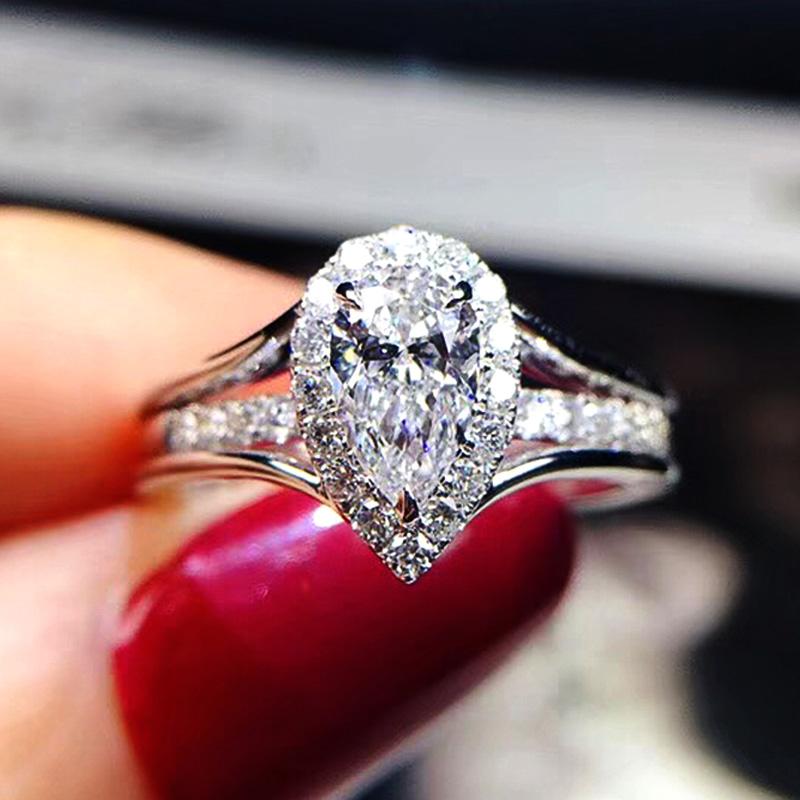 Новые Элегантные Свадебные Обручальные Кольца Креативная Форма Капли Воды Белый Цирконий Камень Высокого Качества Посеребренные Ювелирные Изделия