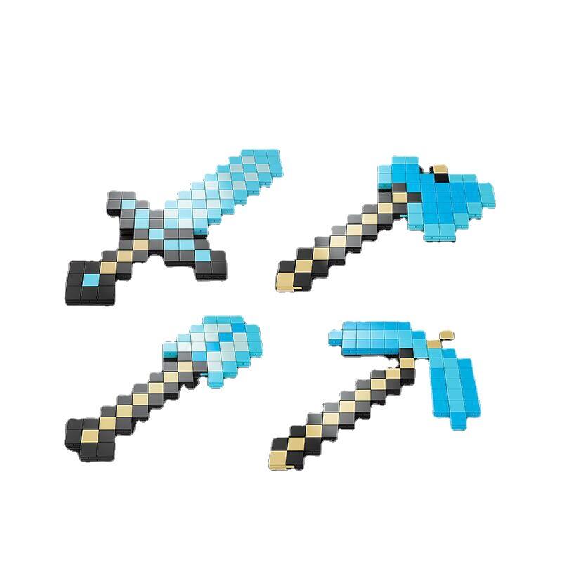 Kids World Bow Arrow Diamond Sword Pickaxe Axe Building Blocks Toy Game Weapon Props for Boys