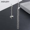 Asymmetric Black Zircon Star Cross Chain Tassel Earrings for Women Long Cool Unique Party Jewelry