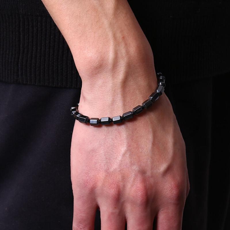 Natural Magnetic Hematite Black Beads Health Care Bracelet Bangles Men Jewelry