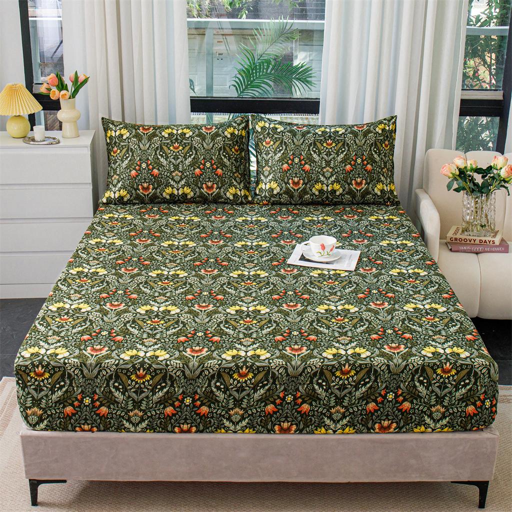 1 шт. Простыня на резинке с принтом, Постельное белье, Без наволочки. для Спальни, Отеля Различные Домашние Украшения