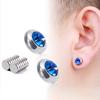 Ear Studs Non-Piercing Magnetic Stainless Steel Round Colored Rhinestone Embedded Men Women Earrings