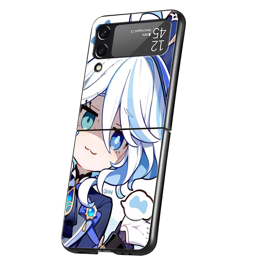 Чехол для телефона Genshin Impact Милая Фурна для Samsung Galaxy Z Flip 3 4 5 6 7 Жесткий Складной ПК Для Samsung Z Flip4 Flip5 Чехол
