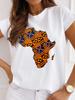 New Unisex's African-Style Casual Short-Sleeve T-Shirt, Loose-Fit Round-Neck Summer White T-Shirt, Printed Unisex's T-Shirt