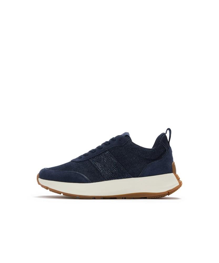 Кеды Fitflop F-Mode Flow с кристаллами Джинсовые/замшевые - Темно-синие (Ft61K2N08R)