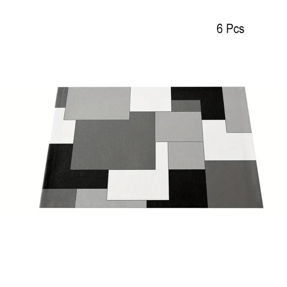 6 Piece Plaid Pattern Geometric Aesthetic Placemat Waterproof Dinning Table Mat Restaurant