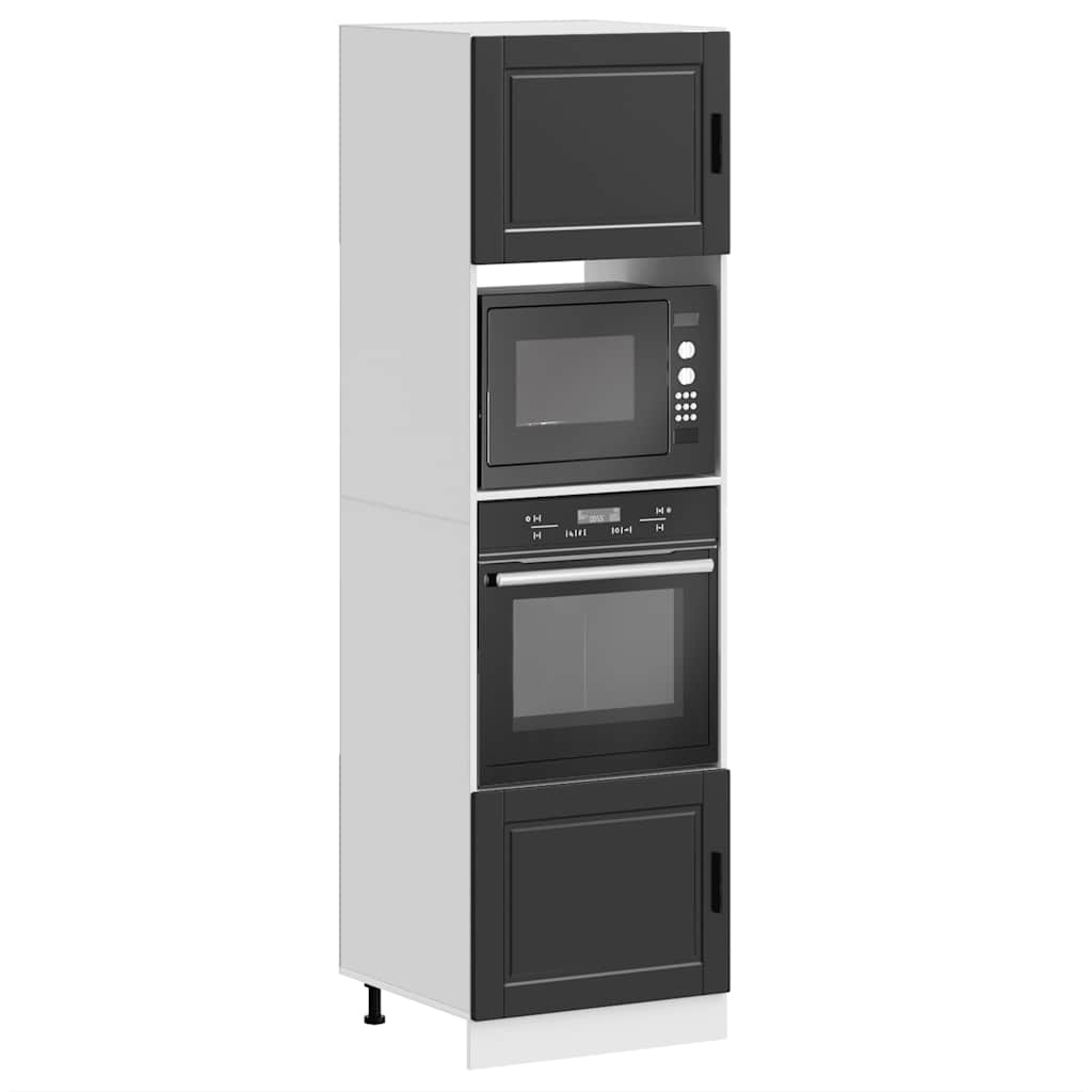 Porto Built in Oven Cabinets 2 pcs Black Particleboard
