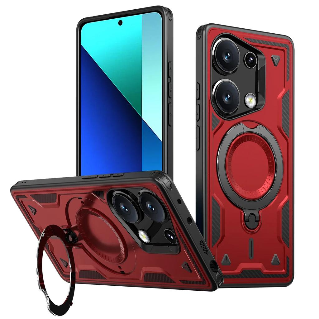 Для Xiaomi Poco M6 Pro Redmi Note 13Pro 4G Чехол Военная броня Ударопрочный 360° Вращающееся кольцо-подставка ТПУ Пластиковая накладка для телефона