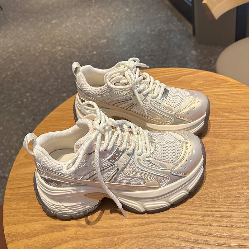 Женские кроссовки на высокой подошве, новые, жареные, уличные, ретро, дышащая сетка, легкие, повседневные, спортивные, модные