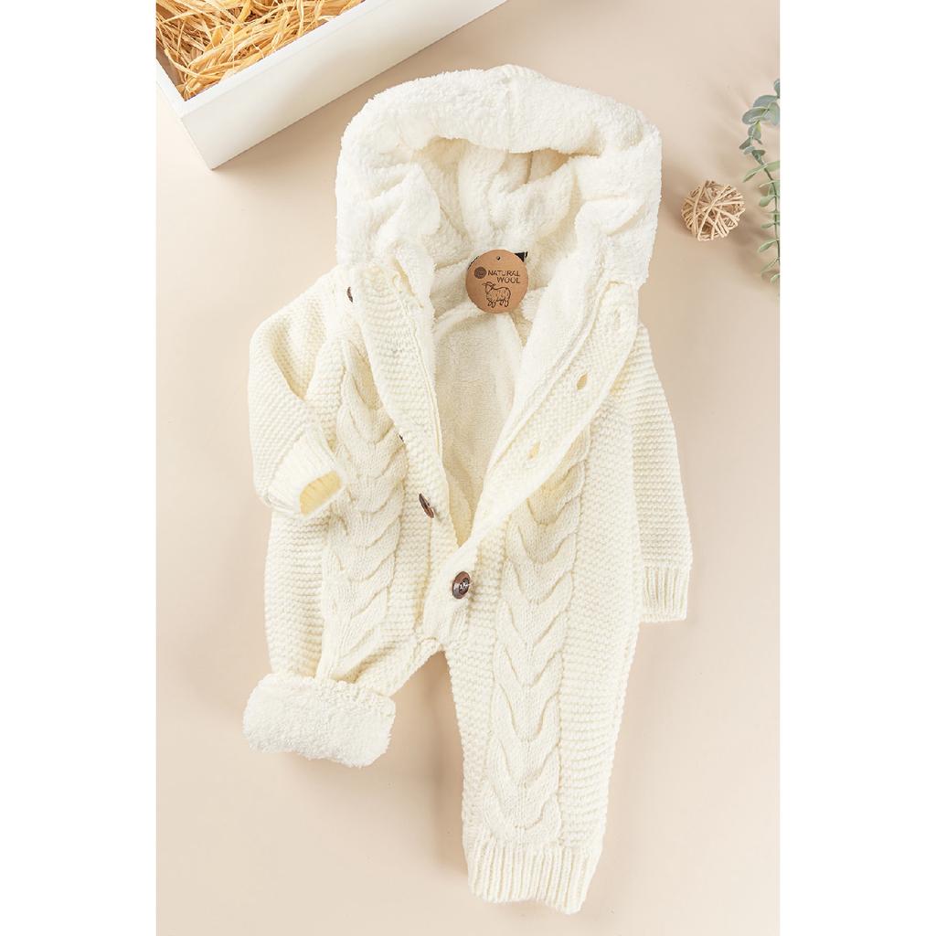 Knitwear Knitted Welsoft Lined Hooded Winter Baby Jumpsuit