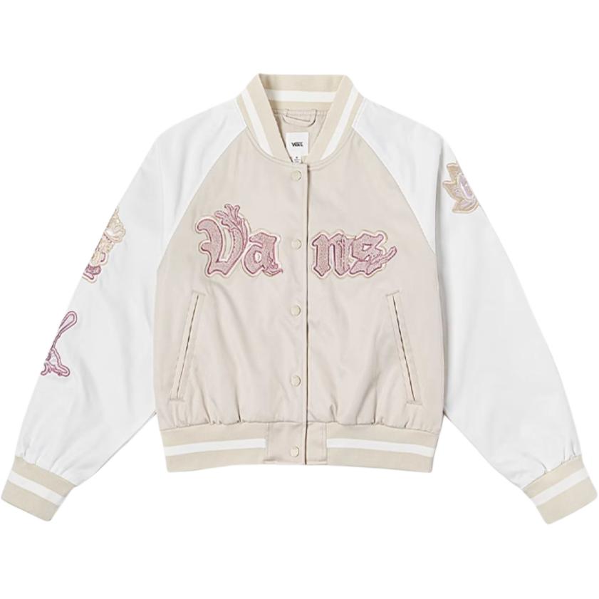 Vans Year Of The Snake Zodiac Style Single Button Long Sleeve Baseball Jacket Women Jackets Oatmeal VN000P3J2N1