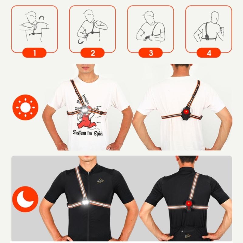 Водонепроницаемое снаряжение для бега IPX4 для бегуна, перезаряжаемые через USB фонари для ночного бега, светодиодный налобный фонарь с сигнальным фонарем безопасности