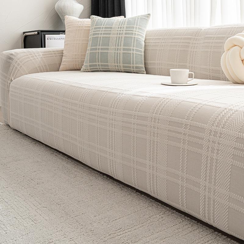 Удобный Все в одном Все в одном Нескользящий Защита от царапин кошек Универсальный Чехол для дивана Жаккардовый Вельвет Однотонный Прямой ряд Защитный чехол для дивана