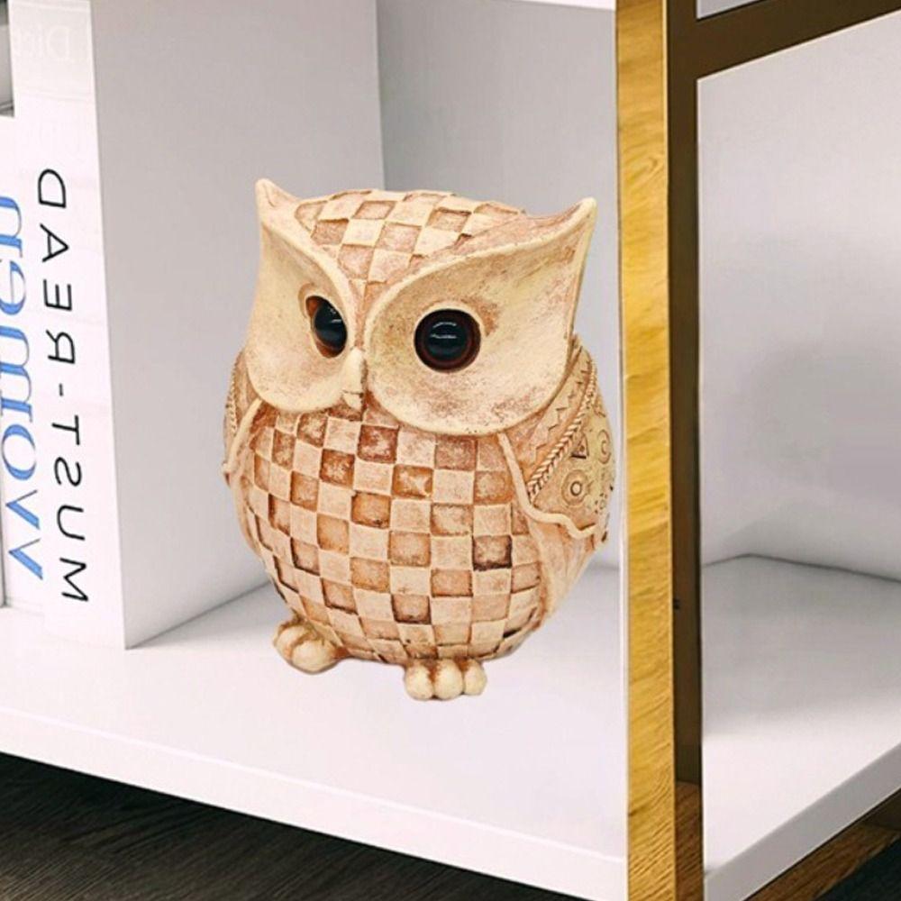 Resin Crafts Mini Owls Figurines Cute Owls Desktop Ornaments Home Desk Decoration