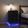 VidaXL Bedside Table with LED Lights Black 38x34x65 Cm, Nightstand, Bed Table, Side Table, Bed Cabinet, 861302