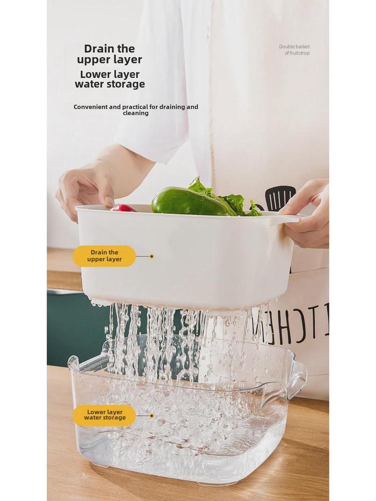 Двухслойная раковина для мытья овощей и сливная корзина - Пластиковая тарелка для фруктов и фильтр для мойки для кухни