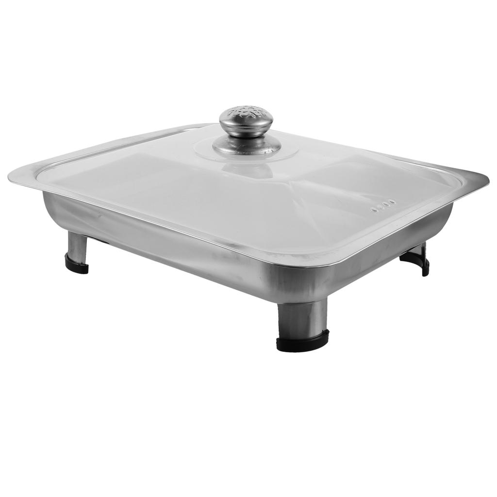 Stainless Steel Dinner Plate Food Tray Buffet Rectangular Trays Lids Kitchen Chafing Dishes Practical Easy Clean Anti Slip Legs