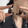 New Retro Geometric Wide Edged Leopard Print Circle Earrings with a Sense of Luxury, Exaggerated and Niche Temperament Earrings