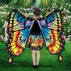 Butterfly Cloak for Kids Performance Cosplay Colorful Fairy Wing Costume with Fluttering Sleeves Layered Hem Carnivals Skirt Halloween Photography