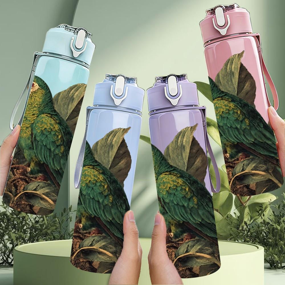 1PC Parrot Jungle Tropical Bird Pattern 750ml Color Plastic Sports Water Bottle Leakproof Flip Straw Lid Suitable for Sports Office Home Use