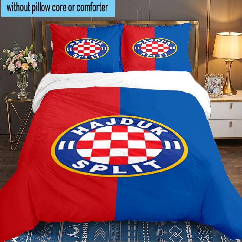 Hajduk Split Football Crest 3PCS Bedding set,Ideal for 1pc Duvet Cover And 2pcs Pillowcases Perfect for Fan gift,Ideal for Bedroom, Dormitory