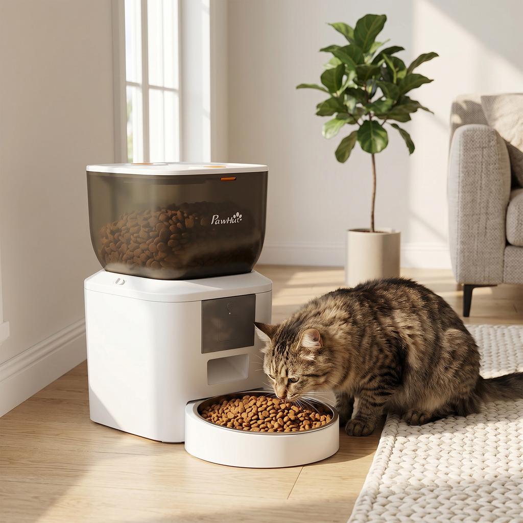 Automatic Cat Feeder, 2.4G WiFi, 4L, App Control, 1–10 Meals, 10s Feeding Call