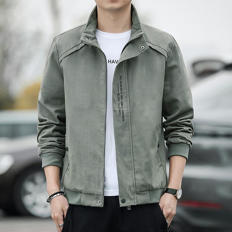 Men's Trendy Stand Collar Embroidered Jacket - Loose Fit, Velvet-Lined, Perfect for Casual Autumn/Winter.