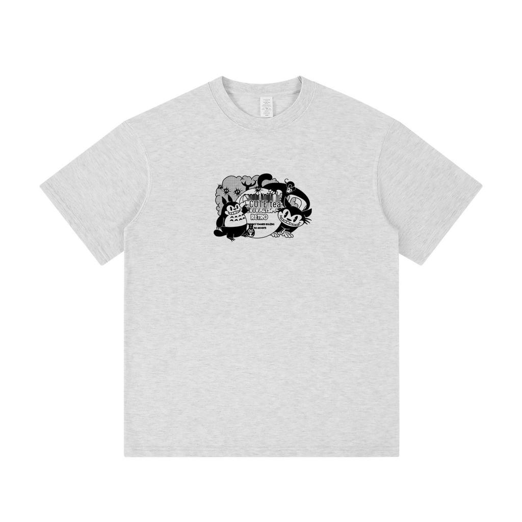 Trendy Cartoon Print Bestie T-Shirt - Pure Cotton Short Sleeve