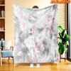 1pc 2D Flat Printing Spring And Summer New Arrival Pale Pink White Floral Theme Digital Print Blanket, All-Season Use, Casual Throw, 100% Polyester Fi