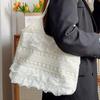 Lace Flowers Women Shoulder Bag Thin Polyester Ladies Shopping Handbags Solid Color Girs Book Bags Casual Female Travel Tote