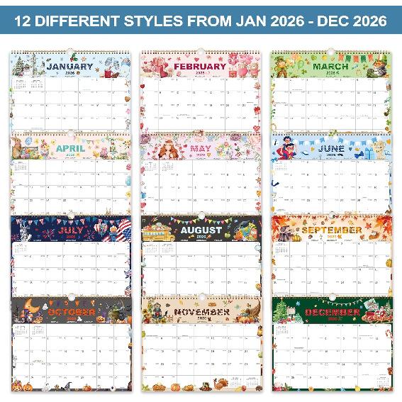 2026 Wall Calendar - Large Calendar 2026 Wall, 15" x 12", January 2026 - December 2026, 12-Month Calendar Wall with Hanging Hook, Perfect Wall