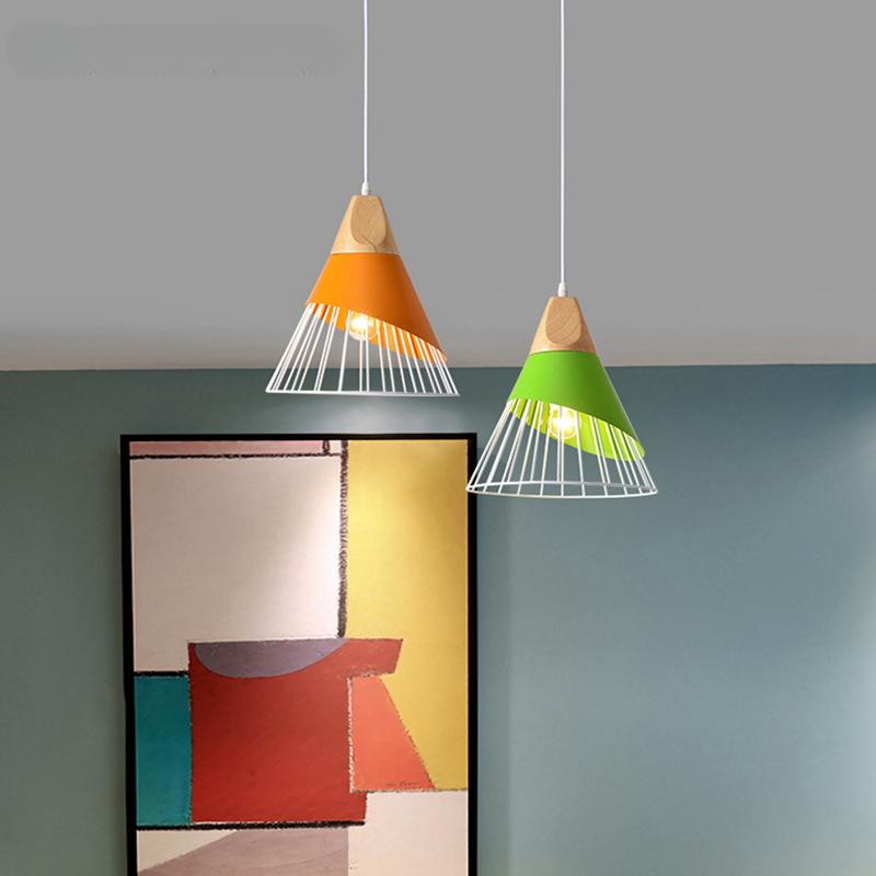 Chandelier, LED Light, Simple Dining Room, Living Room, Bedroom, Solid Wood, Aluminum, Wrought Iron Bar, Dining Room Chandelier