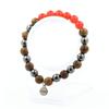 Stones and Minerals. Red Chalcedony + Hematite + Wood Bead Bracelet 8 Mm. Made In France.