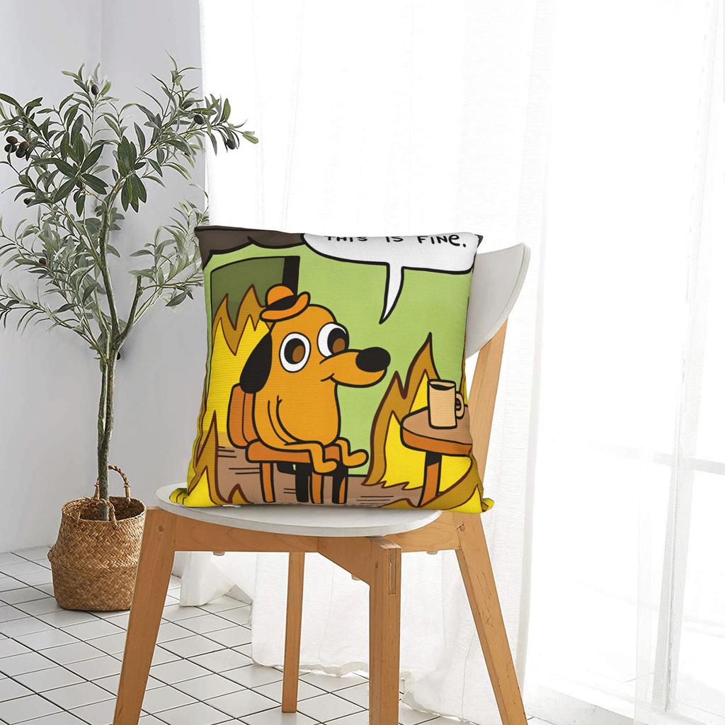This Is Fine Dog Pillow Case Soft Pillow Cover For Sofa Home Decoration Morden Cushion Cover