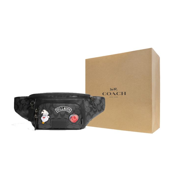 New COACH Cow Leather Fanny Pack Women's Black CC038-QBPHT